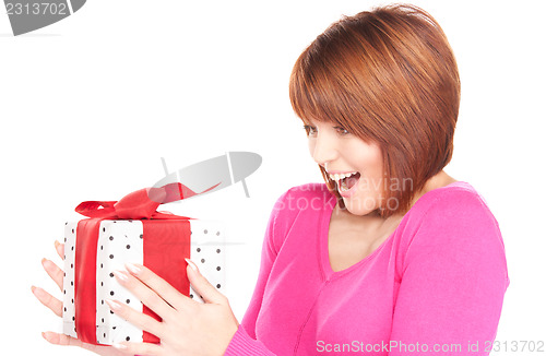 Image of happy woman with gift box