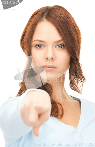 Image of businesswoman pointing her finger