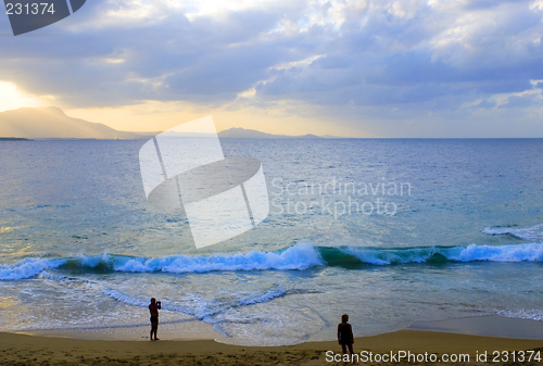 Image of silhouette couple on the beach