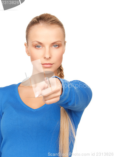 Image of businesswoman pointing her finger