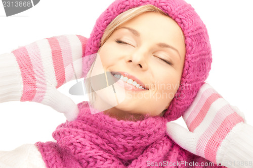 Image of beautiful woman in winter hat