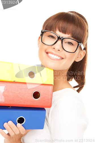 Image of businesswoman with folders