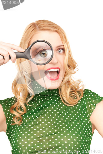 Image of woman with magnifying glass