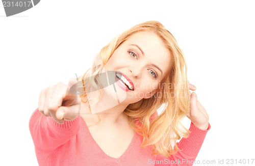 Image of businesswoman pointing her finger