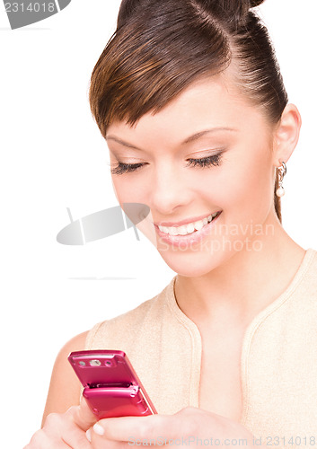 Image of happy woman with cell phone