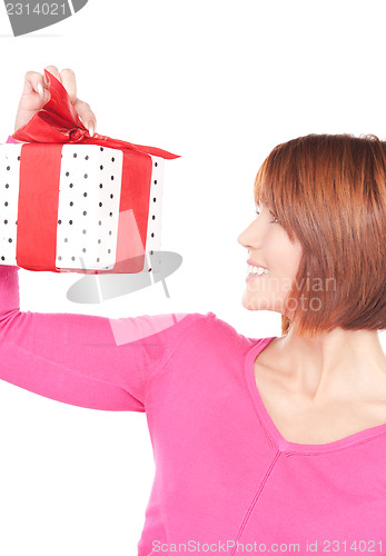 Image of happy woman with gift box