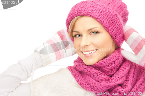 Image of beautiful woman in winter hat