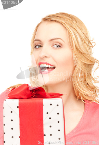 Image of happy woman with gift box