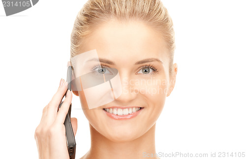 Image of happy woman with cell phone