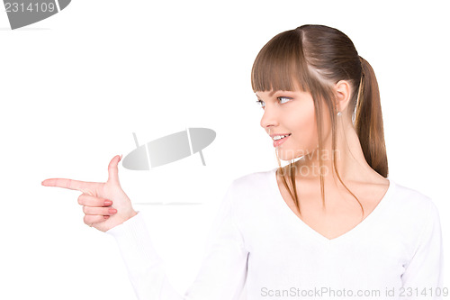 Image of businesswoman pointing her finger