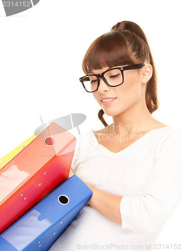 Image of businesswoman with folders