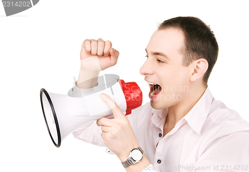 Image of businessman with megaphone