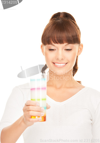 Image of lovely woman with glass of milk