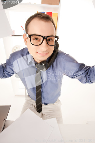 Image of funny picture of businessman in office
