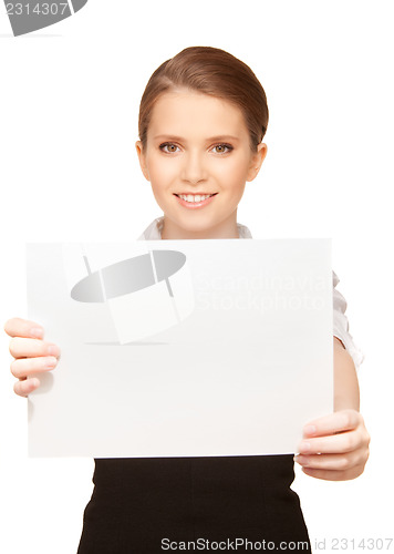 Image of happy teenage girl with blank board