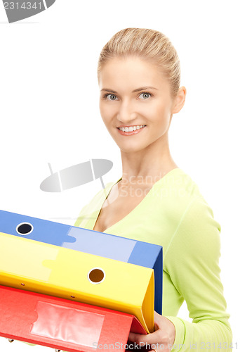 Image of businesswoman with folders