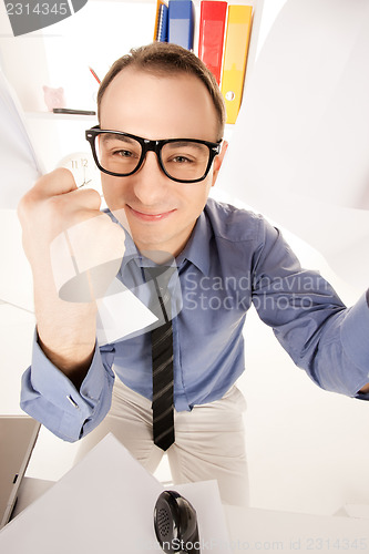 Image of funny picture of businessman in office