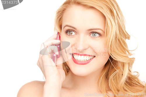 Image of happy woman with cell phone