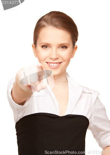 Image of businesswoman pointing her finger