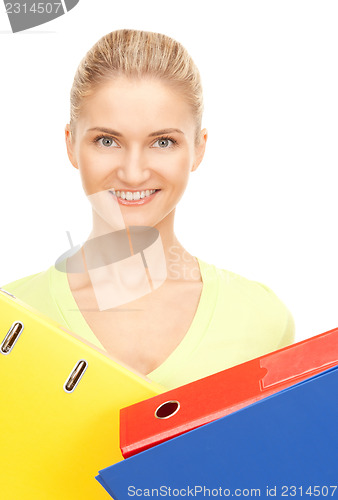 Image of businesswoman with folders