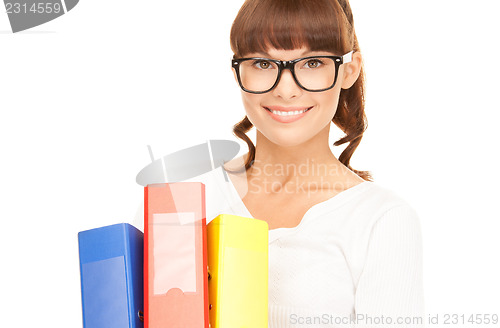 Image of businesswoman with folders