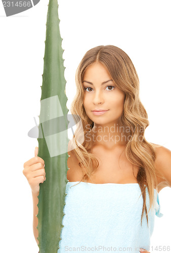 Image of lovely woman with aloe vera 