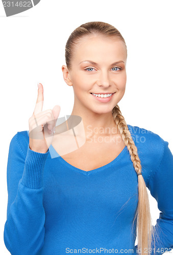 Image of woman with her finger up