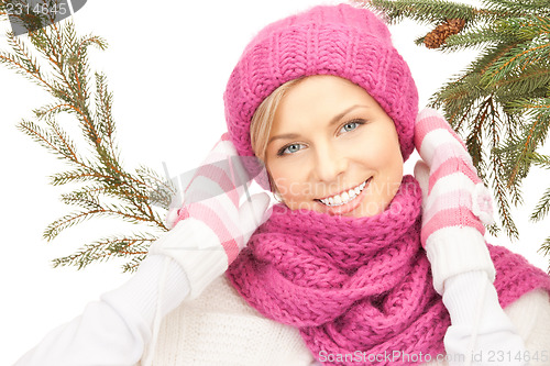 Image of beautiful woman in winter hat