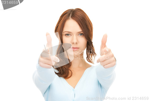 Image of businesswoman pointing her finger