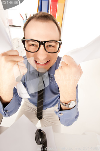 Image of funny picture of businessman in office