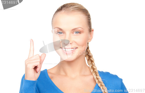 Image of woman with her finger up