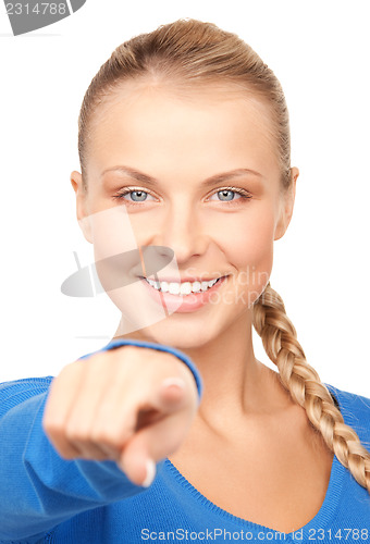 Image of businesswoman pointing her finger