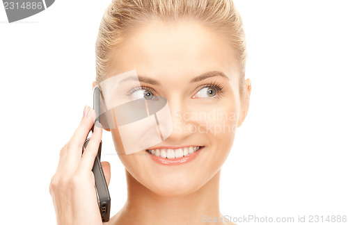 Image of happy woman with cell phone
