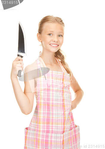 Image of little housewife with knife