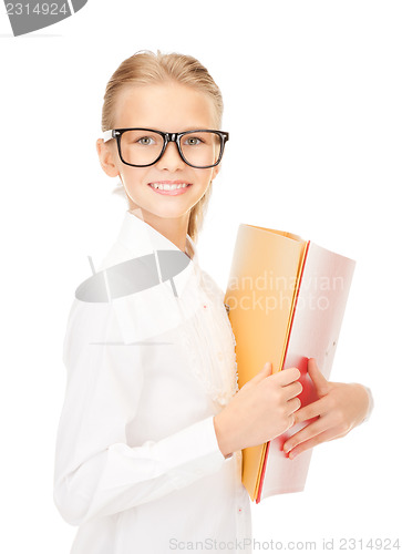 Image of elementary school student with folders