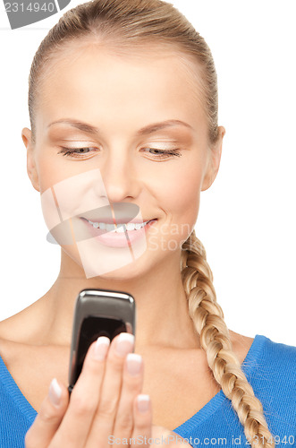 Image of happy woman with cell phone