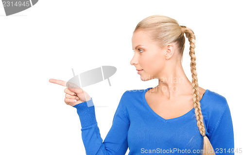 Image of businesswoman pointing her finger