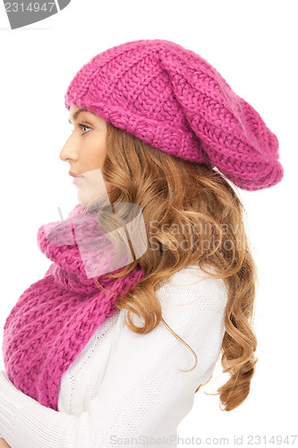 Image of beautiful woman in winter hat