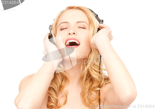 Image of happy woman in headphones