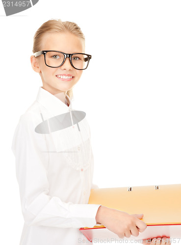 Image of elementary school student with folders