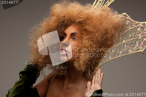 Image of woman in crown with fashionable hair