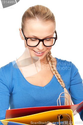 Image of businesswoman with folders