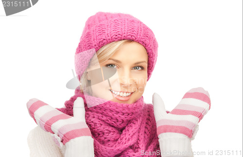Image of beautiful woman in winter hat