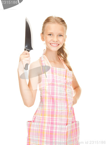 Image of little housewife with knife