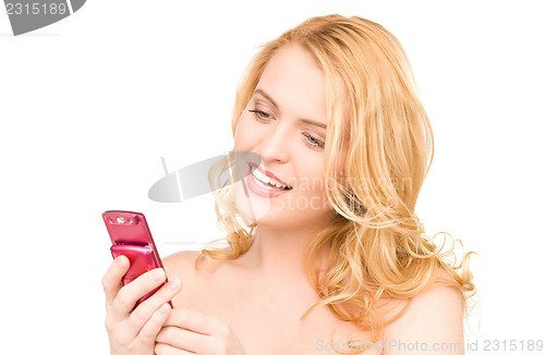 Image of happy woman with cell phone