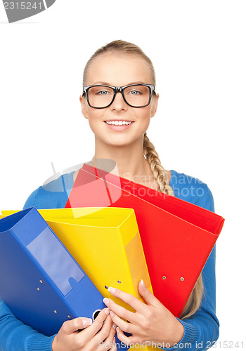 Image of businesswoman with folders