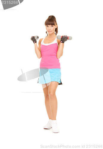 Image of fitness instructor with dumbbells