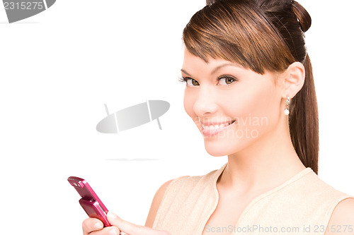 Image of happy woman with cell phone