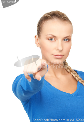 Image of businesswoman pointing her finger