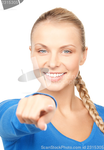 Image of businesswoman pointing her finger